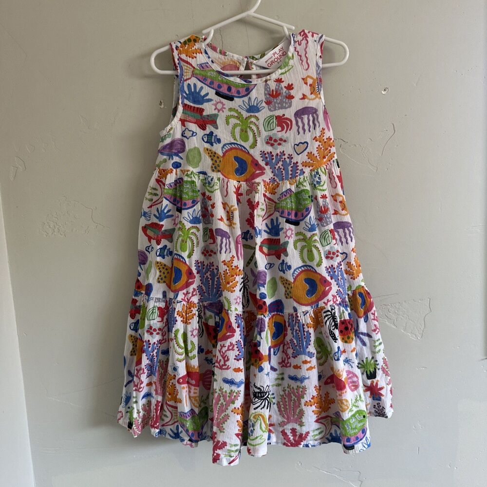 Gorman Playground Girls Size 3-4 Years Toddler Sea Water Dress Animals Organic